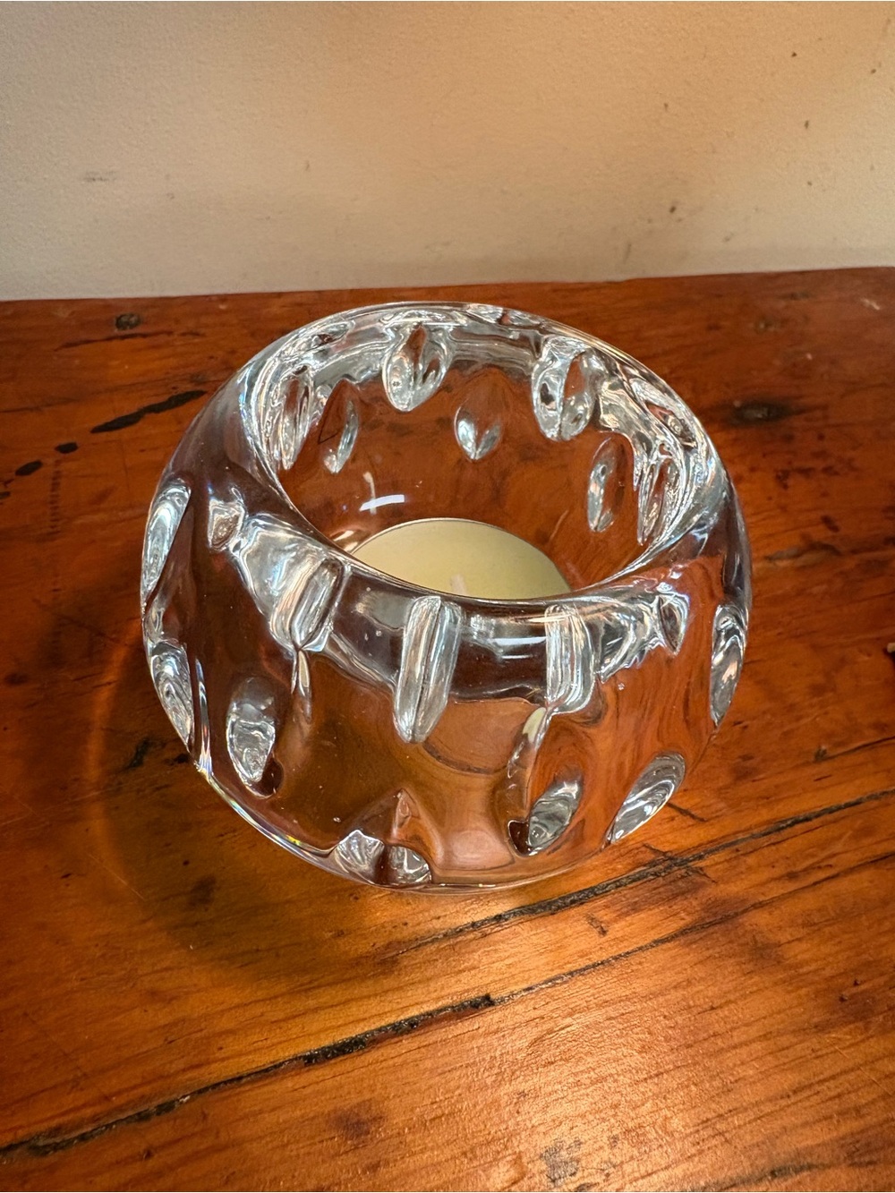 Vintage Full Lead Crystal Artisanal Tealight Candle Holder - Home Accents